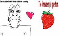angry closed_mouth foodjak frown glasses redraw soyjak strawberry stubble text variant:markiplier_soyjak // 1391x847 // 117.5KB