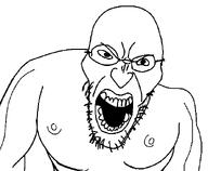 angry arm glasses nipple open_mouth soyjak stubble template variant:angry_soyjak white_background // 613x506 // 12.5KB