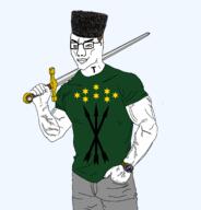 brown_hair buff caucasus chud circassian green_eyes muscles strong sword trend:aryan variant:chudjak watch white_skin // 1834x1913 // 265.5KB