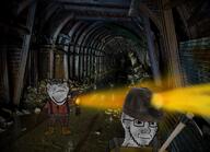 2soyjaks arm clothes coal concerned ear frown full_body glasses hand hat leg mine miner mining_helmet pickaxe sad soyjak stubble subvariant:fingerboy variant:impish_soyak_ears variant:soyak // 800x580 // 673.2KB