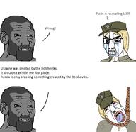 2soyjaks bloodshot_eyes christianity clenched_teeth clothes cross crying female gigachad glasses hair hanging hat judaism marichka nazism necklace oink open_mouth rope russo_ukrainian_war soyjak star_of_david subvariant:patrick suicide swastika text ukraine variant:chudjak yellow_hair // 1517x1470 // 229.4KB