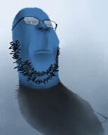 artist:cannedpocket background black_sclera blue blue_skin closed_mouth glasses grumpy meta:dailyjak shading shadow soyjak stubble variant:gapejak white_pupils // 1000x1250 // 1.4MB
