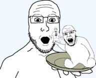 arm beard cup foot glasses hair multiple_soyjaks open_mouth plate stubble variant:ignatius variant:impish_soyak_ears variant:platejak variant:shirtjak variant:tewi variant:yurjak variant:zoomer_on_computer // 10000x8055 // 601.3KB