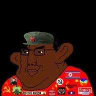 black_skin breadtube clothes communism ear flag:laos flag:north_korea glasses hammer_and_sickle hat leftypol nazbol nigger red_star smile soyjak swarthoid swarthy text variant:chudjak // 1024x1024 // 70.6KB