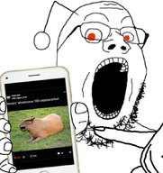 capybara crazed glasses grass open_mouth phone pointing reddit reddit_wholesome series:animaljaks stubble transparent_background upvote variant:gapejak variant:snoojak wholesome wholesome_100 // 817x868 // 450.0KB