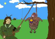 GuyinanAvenger_collection Warrior-Z(user) ack award blue_sky breasts brown_hair brown_skin crying discord firefly goatee green_uniform hanging kratos lemon_(user) lynching meta:op_didn't_took_a_selfie_of_xerself naked nose obese obsessed pedophile ribbon rope ruining_soybooru_award sandnigger sherman sherman_firefly shitskin soybooru spade star_and_crescent star_of_david tank text tree variant:meximutt woman // 871x622 // 202.4KB