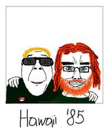 2soyjaks beard beard_(hotline_miami) chud_troon_alliance closed_mouth clothes friendship glasses green_eyes hair hand hotline_miami jacket_(hotline_miami) orange_hair photo smile soyjak subvariant:chudjak_front sunglasses variant:bernd variant:chudjak yellow_hair // 822x1000 // 55.4KB
