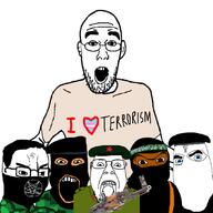 ak-47 angry arab balaclava basque_country blue_eyes brown_eyes brown_skin clothes communism eta glasses gun hair hat heart i_love ira isis islam mask multiple_soyjaks nazism new_people's_army open_mouth order_of_nine_angles soyjak stubble swastika terrorism terrorist text tranny unibrow variant:bernd variant:chudjak variant:cobson variant:feraljak variant:markiplier_soyjak variant:shirtjak white_skin // 1080x1080 // 150.9KB