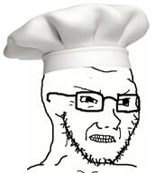 chef clothes concerned glasses gritting_teeth hat soyjak stubble variant:soyak // 536x599 // 135.9KB