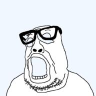 glasses hollow open_mouth redraw soyjak stubble template transparent_background variant:peason // 1000x1000 // 48.2KB