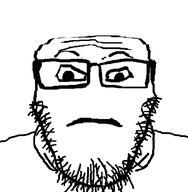 aware_scale bald deformed glasses looking_at_you neutral no_nose soyjak stubble subvariant:neutralplier variant:markiplier_soyjak white_background // 440x450 // 8.4KB