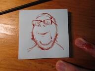 blood closed_mouth glasses irl redraw smile soyjak stubble subvariant:wholesome_soyjak traditional_media variant:gapejak // 1200x900 // 1.9MB