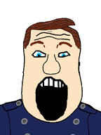 big_nose blue_eyes blue_uniform brown_eyebrowns brown_eyebrows brown_hair fireman_sam fireman_uniform sam) sam_jones_(fireman soyjak stubble variant:markiplier_soyjak // 599x800 // 189.6KB
