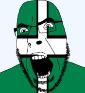 angry british devon england flag flag:devon glasses hair looking_to_the_left open_mouth soyjak stubble teeth thick_eyebrows united_kingdom variant:cobson // 721x789 // 18.8KB