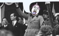benito_mussolini glasses irl irl_background italy open_mouth soyjak speech_bubble_empty stubble tranny variant:bernd // 639x390 // 230.0KB