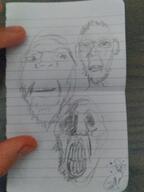 3soyjaks clenched_teeth closed_mouth ear glasses hair internet_is_leaking pencil_drawing soyjak stubble traditional_media variant:gapejak variant:kuzjak variant:unknown // 4160x3120 // 4.2MB