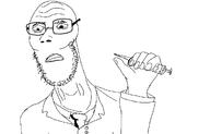 art closed_mouth doctor dr_soyberg glasses holding_object holding_syringe soyjak stubble syringe variant:unknown // 1222x786 // 36.5KB