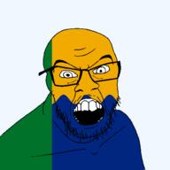 angry british flag flag:morayshire glasses hair looking_at_you moray morayshire mustache open_mouth scotland soyjak stubble teeth united_kingdom variant:feraljak // 1500x1500 // 45.7KB