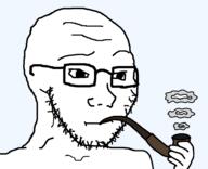 closed_mouth glasses hand pipe smoking soyjak stubble variant:soyak // 950x774 // 20.8KB