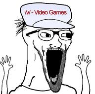 arm cap clothes excited glasses hair hand hands_up hat open_mouth soyjak stretched_mouth stubble subvariant:wewjak v_(4chan) variant:soyak // 640x637 // 55.1KB