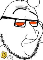 alien animal antenna badge bald closed_mouth ear eyebrows glasses red_eyes red_sclera reddit reddit_gold redditard seal smile smirk smug snoo soyjak stubble variant:smugjak white_background white_skin wholesome // 554x772 // 32.3KB