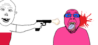 ack ack! admin blood dead doll doll_(user) flag:poland gun meta:tagme pink_skin poland shooting tongue_out two_soyjaks variant:bernd variant:vlodson // 1112x515 // 69.2KB