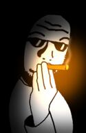 arm cigarette clothes dark glasses hand null shadow smoke smoking soyjak stubble sunglasses sweater variant:nulljak // 350x537 // 61.4KB