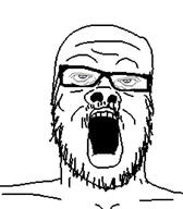 glasses open_mouth sanpaku_eyes soyjak stubble variant:a24_slowburn_soyjak // 1414x1620 // 180.8KB