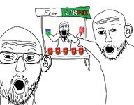 3soyjaks arm can clothes coke doctor dr_sprokeberg ear free_sproke glasses hand holding_object open_mouth pointing soyjak sprite sproke stubble text variant:markiplier_soyjak variant:two_pointing_soyjaks // 5418x4249 // 196.3KB