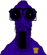 angry badge black_eyes creepy distorted evil five_nights_at_freddy's glasses ominous open_mouth purple_guy purple_lips purple_skin shirtless soyjak transparent transparent_background variant:mentaljak white_pupils william_afton // 613x713 // 37.2KB