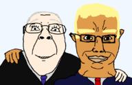 blond chud_troon_alliance clothes donald_trump eyelashes friendship glasses joe_biden necktie orange_skin suit variant:bernd variant:chudjak white_hair white_skin yellow_hair // 834x541 // 221.7KB