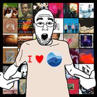 aphex_twin arm bjork boris_(band) car_seat_headrest clothes cocteau_twins death_grips ear fishmans glasses godspeed_you!_black_emperor hand heart i_love kanye_west loveless midori my_bloody_valentine open_mouth pointing radiohead rate_your_music soyjak stubble the_glow_microphones tshirt variant:shirtjak weezer weezer_blue_album // 653x652 // 460.6KB