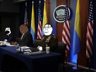 3soyjaks closed_mouth flag glasses irl mask merge russo_ukrainian_war smile soyjak ukraine united_states variant:chudjak variant:gapejak // 1500x1125 // 1.5MB