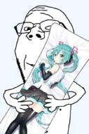 calm cuddles dakimakura hatsune_miku holding_dakimakura holding_object low_quality subvariant:wholesome_soyjak variant:gapejak // 676x1021 // 467.4KB