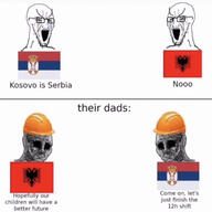 2soyjaks albania construction_worker flag:albania flag:serbia kosovo serbia variant:soyak wojak // 1284x1281 // 402.5KB