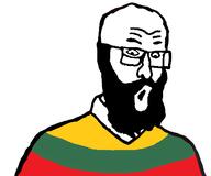 beard clothes flag flag:lithuania glasses lithuania open_mouth soyjak variant:unknown // 433x360 // 24.6KB