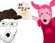2soyjaks andy_sixx animaterr_man arm b_(4chan) cartoon cartoon_network clothes courage_the_cowardly_dog glasses hand hat logposter open_mouth pink_hair pink_skin pointing soyjak spinel_(steven_universe) steven_universe stubble text variant:two_pointing_soyjaks // 3612x2832 // 1.9MB
