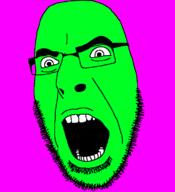 angry glasses green_skin open_mouth soyjak stubble variant:cobson // 721x789 // 35.1KB