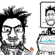 2soyjaks glasses hair scared schizo sink soygo soyjak stubble subvariant:dr_soystein variant:markiplier_soyjak water // 1006x817 // 283.9KB
