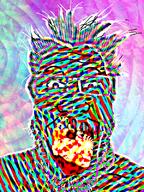 colorful glasses hair open_mouth rainbow schizo soyjak stubble variant:markiplier_soyjak wave // 600x800 // 519.9KB