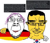 2010 2022 2soyjaks North_Rhine-Westphalia Seoul chud_troon_alliance closed_mouth clothes ear flag:germany flag:south_korea friendship germany glasses hair hand july july_24 mustache october october_29 pink_hair purple_hair smile south_korea stubble subvariant:chudjak_front text variant:bernd variant:chudjak // 808x700 // 233.2KB