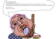 amerimutt anti_mutt bloodshot_eyes brown_skin camouflage country countrywar crying fat flag glasses hair hanging heart mcdonalds mustache open_mouth purple_hair rope soyjak speech_bubble stubble suicide text tongue united_states variant:bernd vladimir_putin xi_jinping yellow_teeth // 1329x926 // 136.6KB