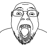 glasses hair open_mouth soyjak stubble teeth template tongue variant:bernd // 1200x1125 // 31.9KB