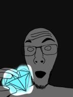 gem glasses glowing holding_gem holding_object long_face newfag open_mouth soyjak surprised variant:victorjak // 1536x2048 // 465.1KB