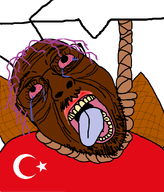 ack bloodshot_eyes brown_skin country countrywar crying flag flag:turkiye glasses hanging lipstick open_mouth rope sleep_deprived soyjak speech_bubble speech_bubble_empty suicide tired tongue turkiye turkroach variant:bernd wrinkles yellow_teeth // 768x900 // 103.5KB