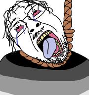 ack beard bloodshot_eyes crying glasses hanging hetero meta:not_oc open_mouth opposite red_eyes rope soyjak straggot straight suicide tear tongue variant:bernd yellow_teeth // 768x819 // 30.6KB