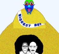 3soyjaks biggest_boy closed_mouth deformed ear family_guy glasses grin ominous open_mouth scared smile soyjak stubble text trend:colorjak variant:drossjak variant:susjak vore // 680x620 // 162.9KB