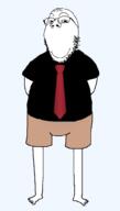 arm closed_mouth clothes full_body glasses good_boy grin necktie smile soyjak stubble variant:gapejak // 580x1020 // 45.0KB