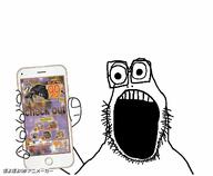 advertisement animated arm irl_background n64 open_mouth phone poopson soyjak stubble variant:rarejak // 400x330 // 424.5KB