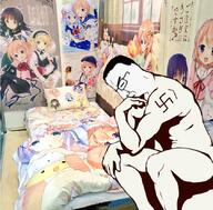 anime arm closed_eyes glasses hair hand irl_background leg nazism side_profile sitting soyjak the_thinker variant:chudjak weeb // 840x829 // 152.2KB